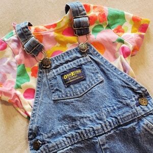 Vtg Oshkosh B'Gosh Short Overalls Denim Sz 24 Month
